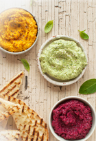 Carrot, Beetroot & Spinach Dips