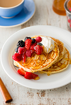 Homemade Pancakes with Fresh Berries, Yoghurt & Honey
